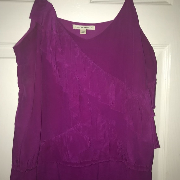 Purple/Hot Pink 100% Silk Ruffled Dress - Picture 6 of 7